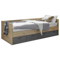 POSTELJA 90 cm   x 200 cm  , leseni material barve grafita, hrast artisan  - barve grafita/hrast artisan, Konvencionalno, leseni material (204/65/95cm) - Hom`in