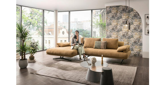 ECKSOFA in Chenille Honig 168/334 cm - Schwarz/Honig, Design, Textil/Metall (168/334cm) - Dieter Knoll