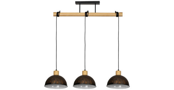 HÄNGELEUCHTE 107,5/26/180 cm  - Schwarz/Naturfarben, Trend, Holz/Metall (107,5/26/180cm) - Novel