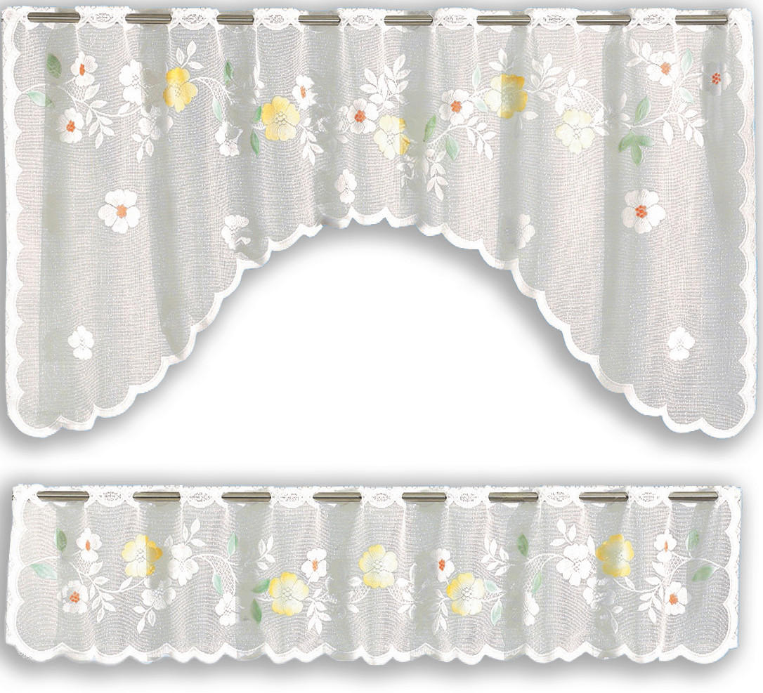 KURZGARDINEN 2ER SET   100/150 cm   - Gelb/Weiß, Natur, Textil (100/150cm)