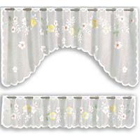 KURZGARDINEN 2ER SET   100/150 cm   - Gelb/Weiß, Natur, Textil (100/150cm)