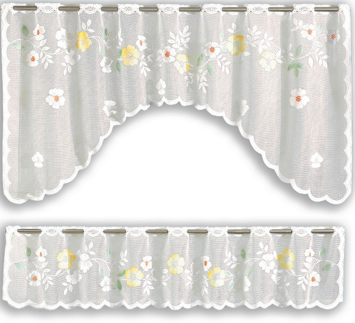 KURZGARDINEN 2ER SET   100/150 cm   - Gelb/Weiß, Natur, Textil (100/150cm)