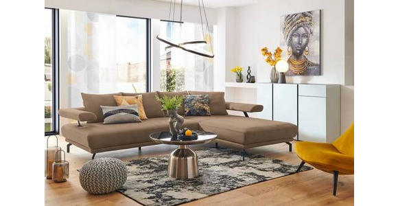 ECKSOFA in Mikrofaser Beige 305/224 cm - Beige/Schwarz, Design, Textil/Metall (305/224cm) - Dieter Knoll