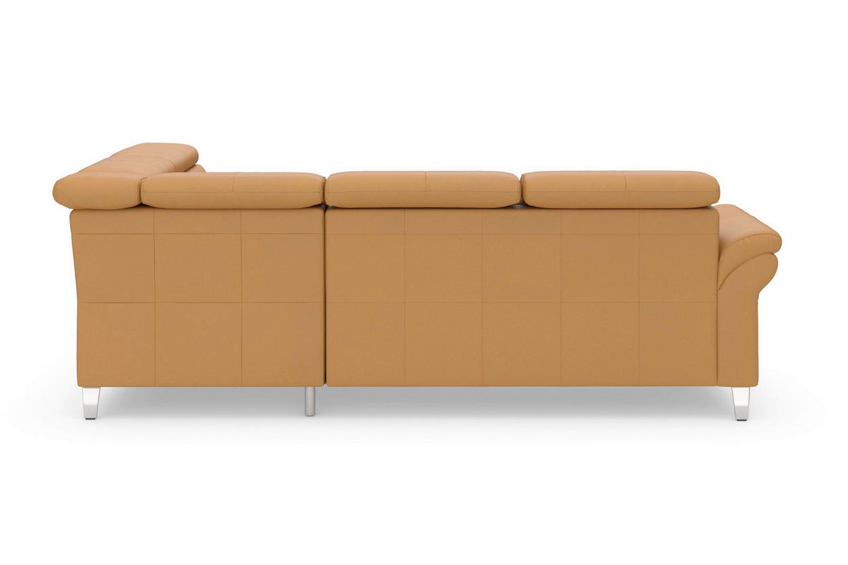 ECKSOFA ARNGAST E Currygelb Echtleder Kopfteilverstellung  - Chromfarben/Currygelb, Basics, Leder/Metall (245/194cm) - Sit & More