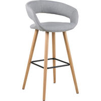 BARSKA STOLICA  svijetlo siva  drvo, metal, tekstil      - boje hrasta/svijetlo siva, Design, drvo/metal (55/89/46cm) - Carryhome