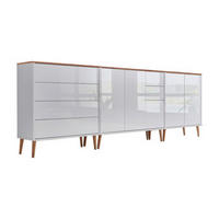 SIDEBOARD Mailand Set 7 + HF  in 263,5/86/33 cm  - Weiß Hochglanz/Eiche Artisan, MODERN, Holz/Holzwerkstoff (263,5/86/33cm) - MID.YOU