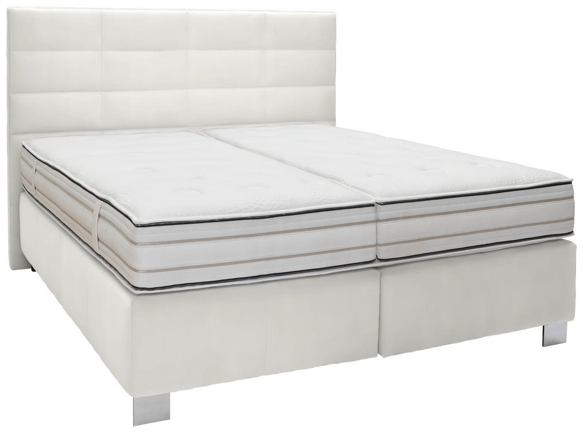 BOXSPRINGBETT 180/200 cm  in Weiss  - Weiss/Alufarben, Konventionell, Holzwerkstoff/Textil (180/200cm) - Dieter Knoll