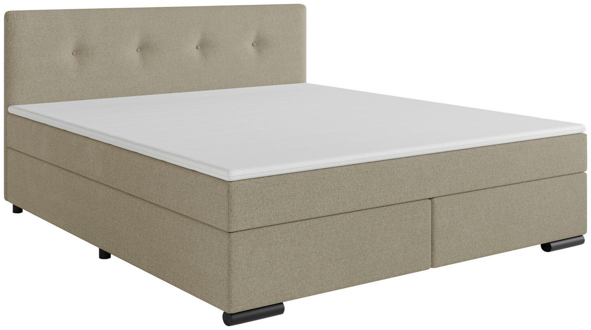 BOXSPRINGBETT 180/200 cm  in Beige  - Beige/Schwarz, MODERN, Karton/Holz (180/200cm) - MID.YOU