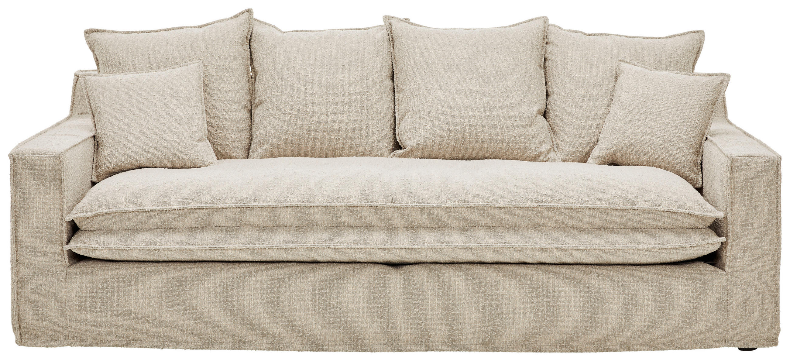 DREISITZER-SOFA in Flachgewebe, Bouclé Beige - Beige/Schwarz, Trend, Kunststoff/Textil (227/92/105cm) - Livetastic