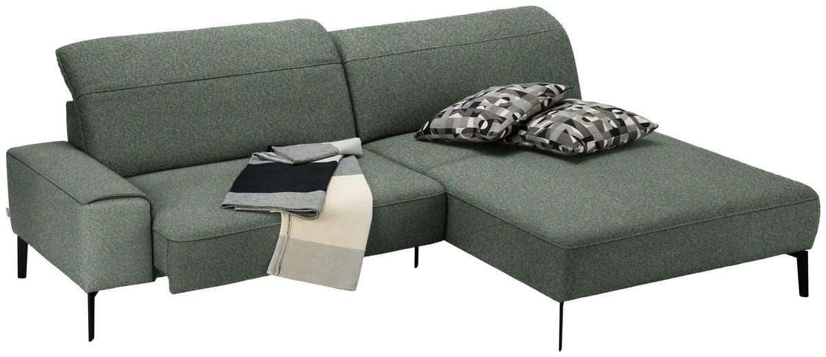 ECKSOFA in Mikrofaser Dunkelgrün  - Dunkelgrün/Schwarz, Design, Textil/Metall (273/203cm) - Johann Jakob