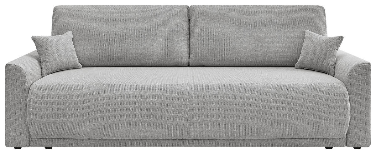 SCHLAFSOFA KIMMY Struktur Hellgrau  inkl. Zierkissen, Rückenkissen, Bettkasten  - Hellgrau/Schwarz, Design, Kunststoff/Textil (234/90/103cm) - P & B