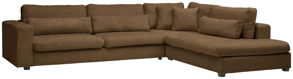 ECKSOFA in Chenille Rostfarben  - Rostfarben/Schwarz, Konventionell, Kunststoff/Textil (314/250cm) - Carryhome