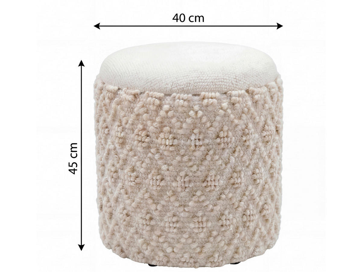 HOCKER Textil Creme  - Creme, Design, Textil (40/45/40cm) - Livetastic