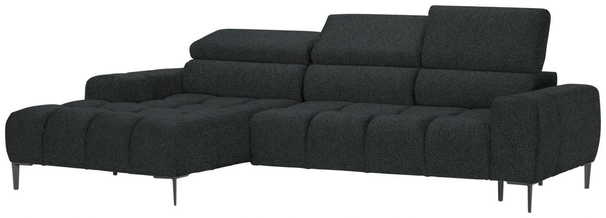ECKSOFA in Webstoff Graphitfarben  - Schwarz/Graphitfarben, Design, Textil/Metall (177/270cm) - Welnova
