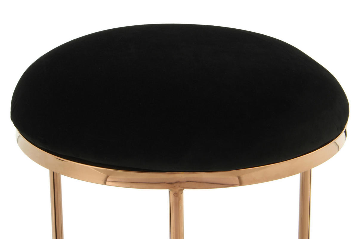 HOCKER in Textil Schwarz  - Roségold/Schwarz, Design, Textil/Metall (40/49cm) - Kayoom
