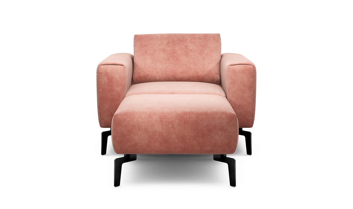 Sessel inkl. Hocker Samt    - Schwarz/Rosa, Design, Textil/Metall (110/85/86-94cm) - SENSOO