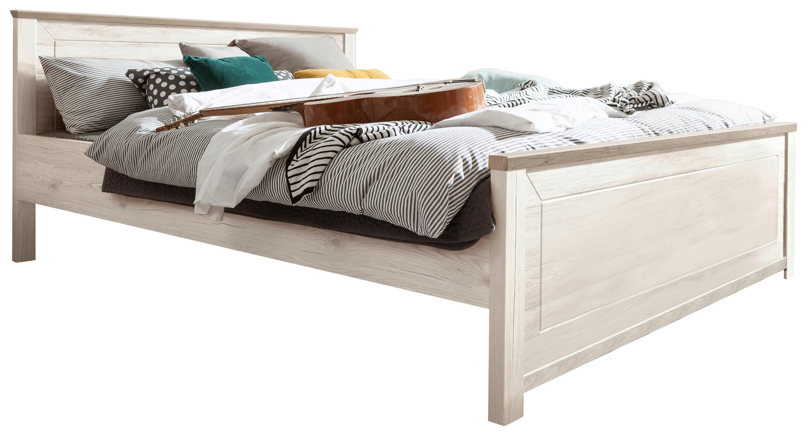 BETT 180/200 cm,  in Weiß, Eichefarben,  - Eichefarben/Weiß, Design (180/200cm) - SetOne by Musterring