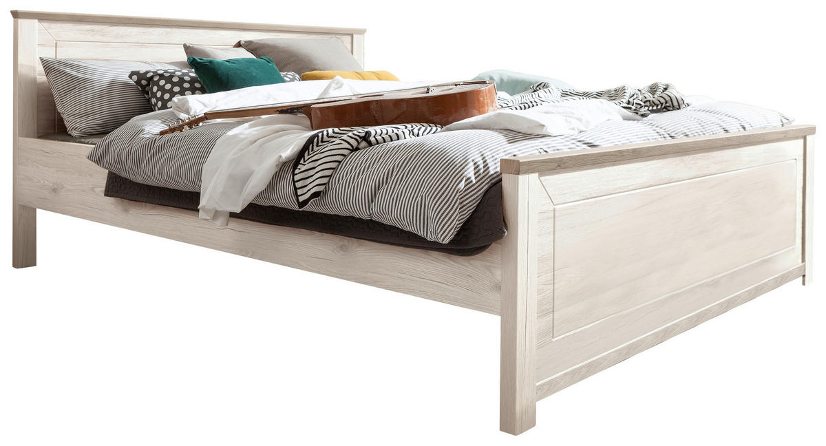 BETT 180/200 cm,  in Weiß, Eichefarben,  - Eichefarben/Weiß, Design (180/200cm) - SetOne by Musterring