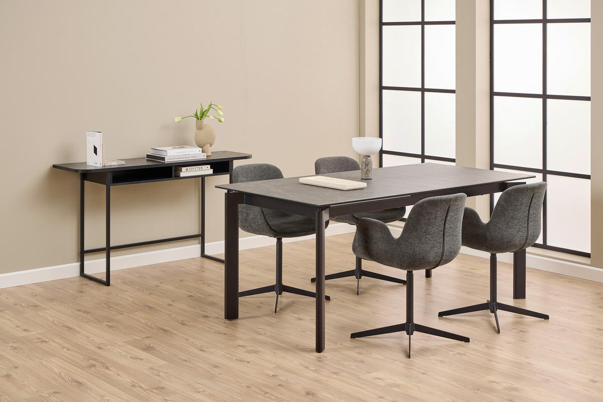 ESSTISCH Schwarz rechteckig  ausziehbar  - Schwarz, MODERN, Keramik/Metall (180-240/90/76cm) - MID.YOU