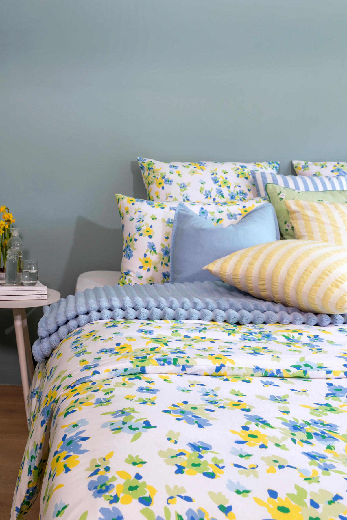 POVLEČENÍ, renforcé, bílá, světle modrá, světle zelená, 140/200 cm - bílá/světle zelená, Basics, textil (140/200cm) - MISTRAL