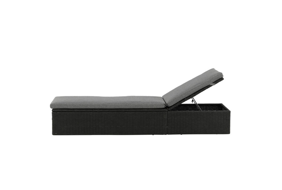 SONNENLIEGE 60.5/37.5/198 cm  - Schwarz/Grau, KONVENTIONELL, Kunststoff/Textil (60.5/37.5/198cm) - Gardenson