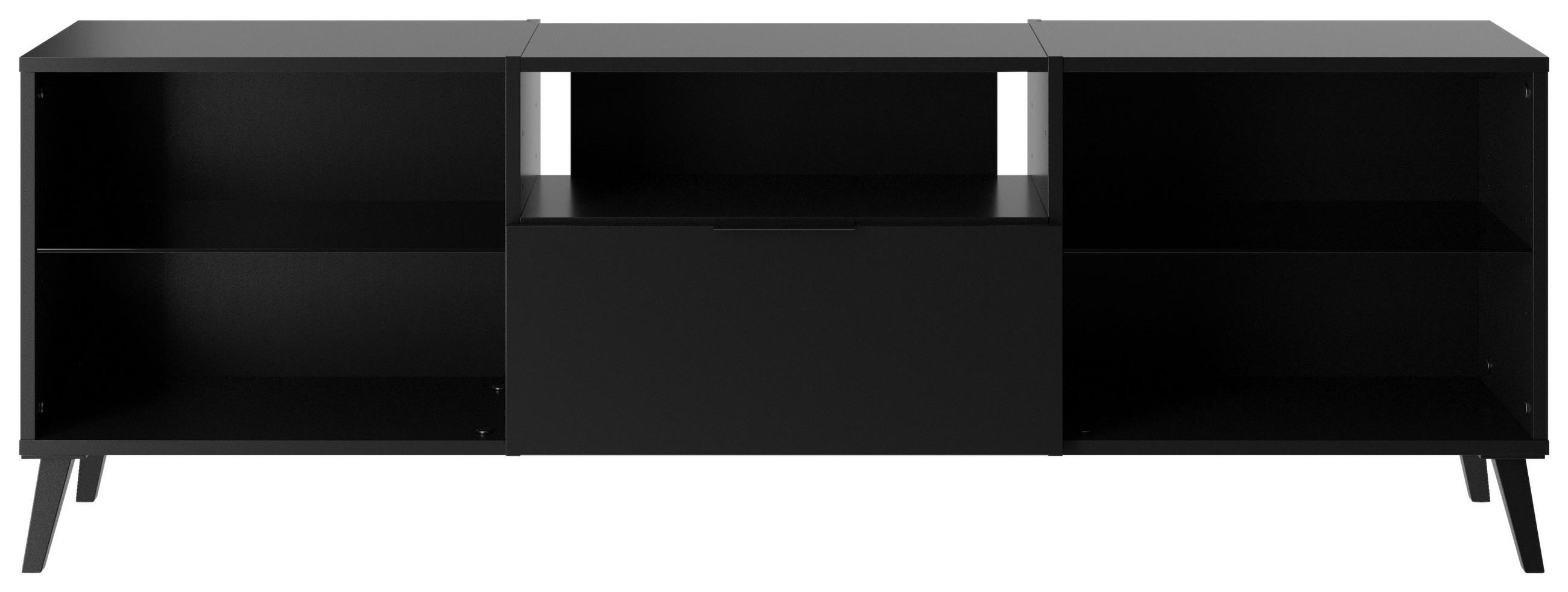 LOWBOARD Schwarz  - Schwarz, KONVENTIONELL, Glas/Kunststoff (140/40/32cm) - MID.YOU