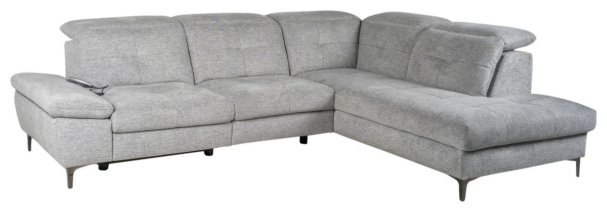 ECKSOFA Grau Webstoff  - Schwarz/Grau, KONVENTIONELL, Textil/Metall (288/225cm) - Carryhome