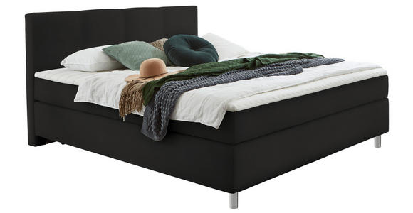 BOXSPRINGBETT 120/200 cm  in Schwarz  - Chromfarben/Schwarz, KONVENTIONELL, Kunststoff/Textil (120/200cm) - Hom`in