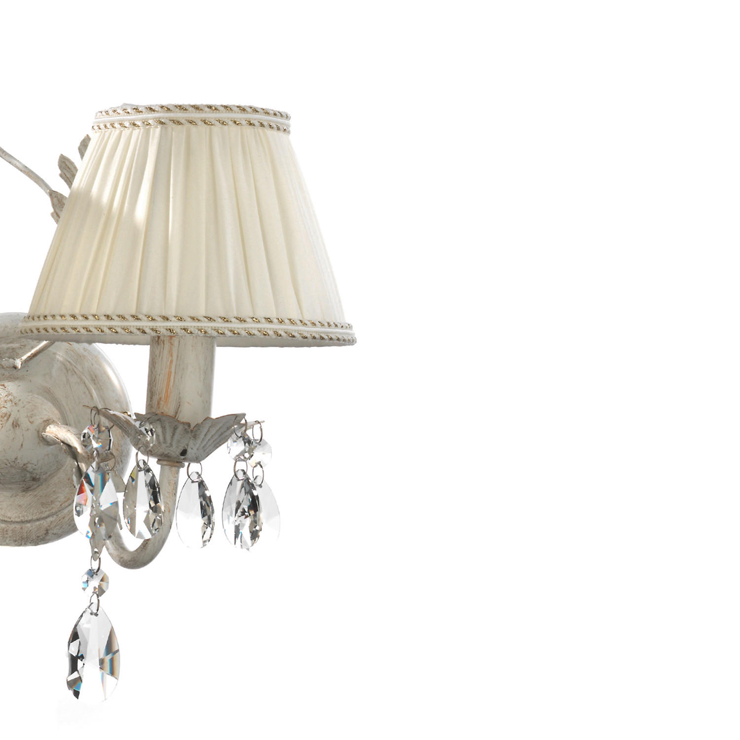 WANDLEUCHTE 30/34 cm   - Weiß, ROMANTIK / LANDHAUS, Glas/Textil (30/34cm)