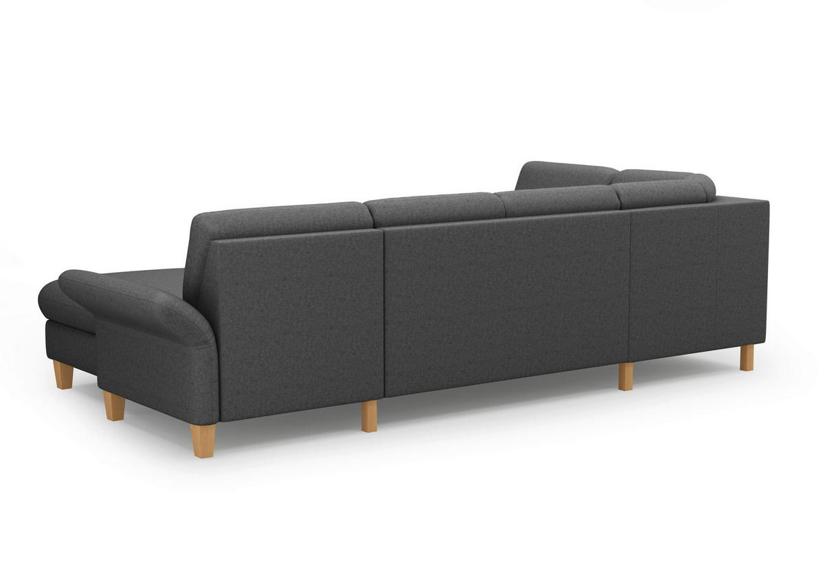 WOHNLANDSCHAFT Dunkelgrau Flachgewebe  - Eichefarben/Dunkelgrau, KONVENTIONELL, Holz/Textil (195/314/164cm) - Sit & More