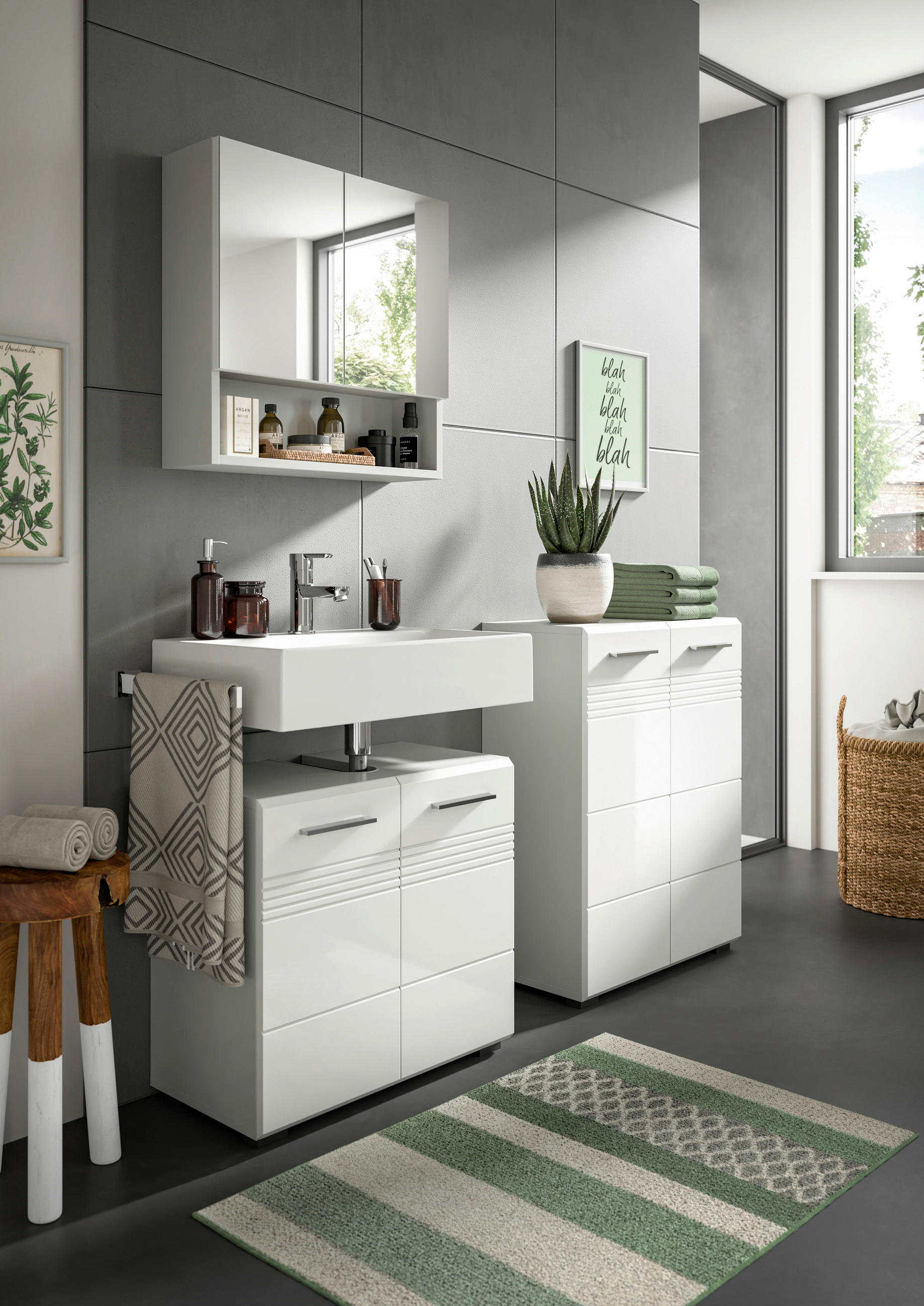 SPIEGELSCHRANK 55/55/17 cm  - Grau, MODERN, Glas/Holzwerkstoff (55/55/17cm) - MID.YOU