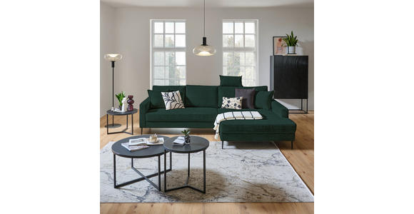 ECKSOFA Dunkelgrün Cord - Dunkelgrün/Schwarz, KONVENTIONELL, Textil/Metall (276/173cm) - Carryhome