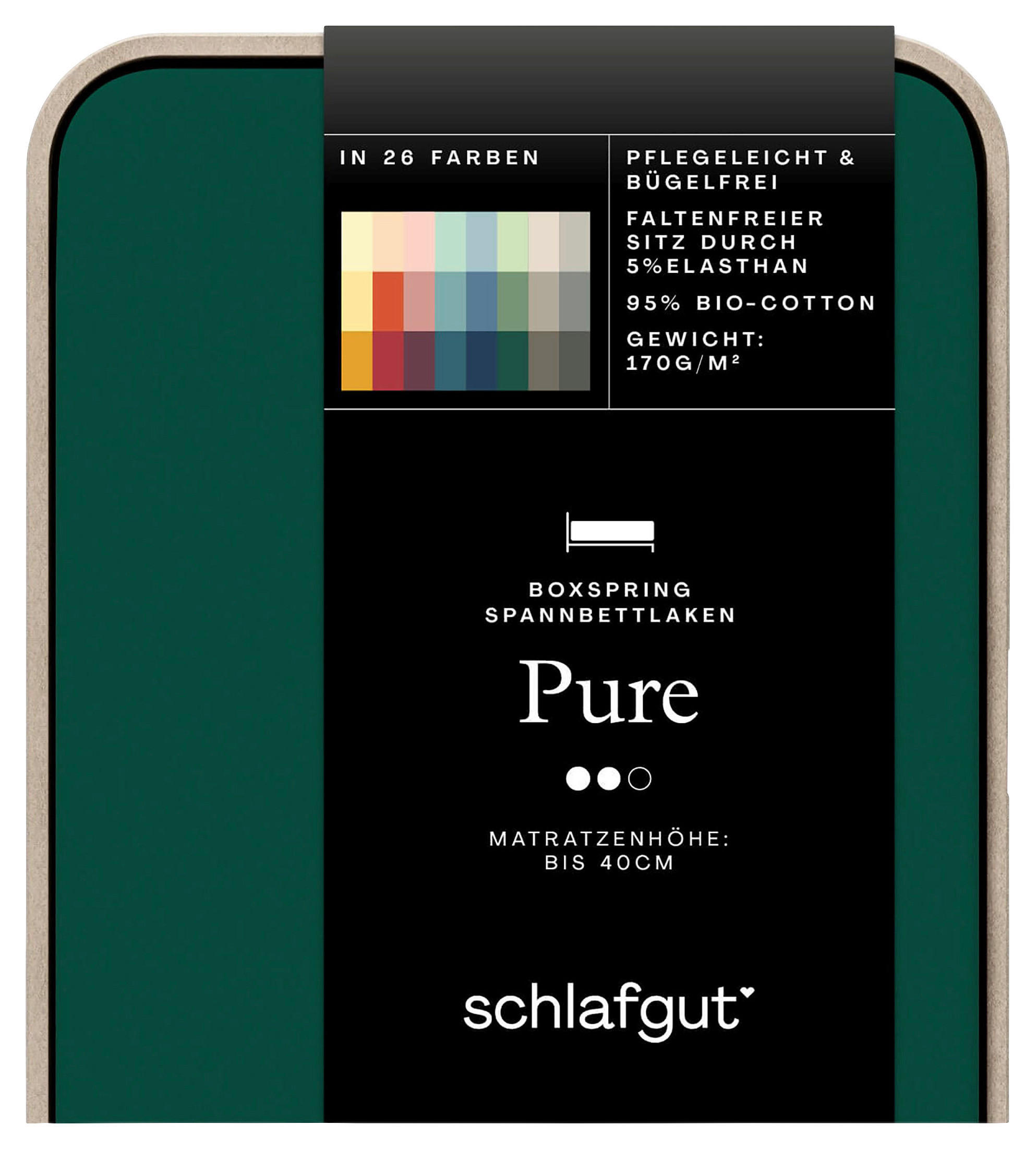 BOXSPRING-SPANNLEINTUCH PURE Jersey  - Dunkelgrün, Basics, Textil (90-100/190-220cm) - Schlafgut