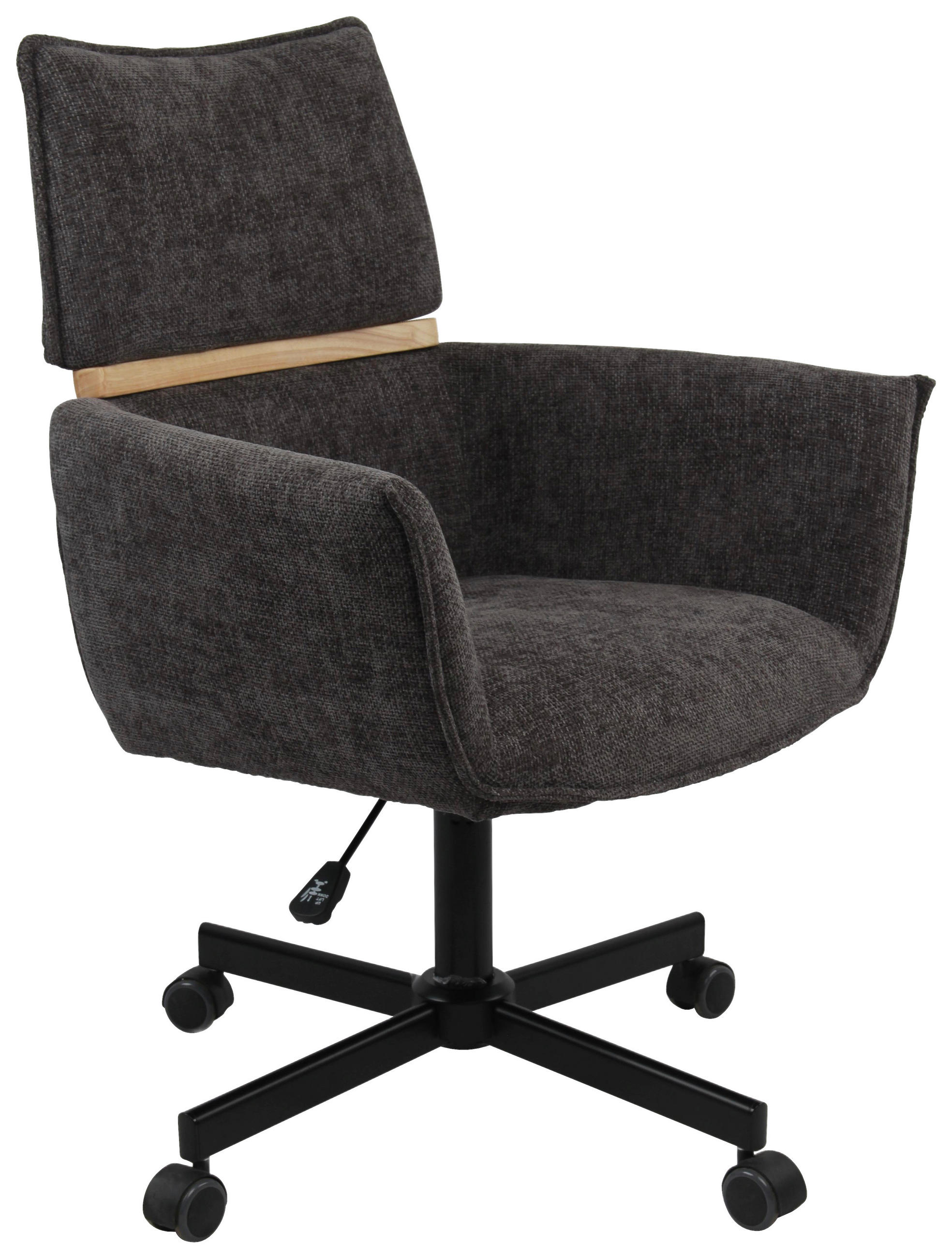 CHEFSESSEL Webstoff Dunkelgrau  - Dunkelgrau/Schwarz, MODERN, Holz/Kunststoff (62/86/56cm) - MID.YOU
