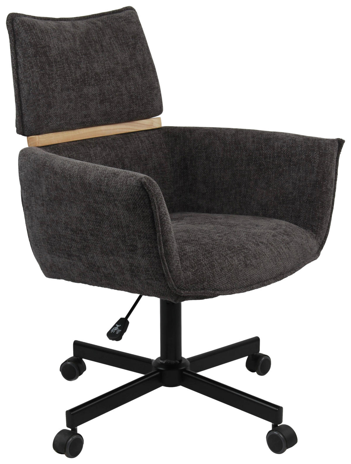 CHEFSESSEL Webstoff Dunkelgrau  - Dunkelgrau/Schwarz, MODERN, Holz/Kunststoff (62/86/56cm) - MID.YOU