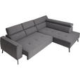 ECKSOFA in Feincord Anthrazit  280/205 cm  - Anthrazit/Schwarz, Design, Textil/Metall (280/205cm) - Xora