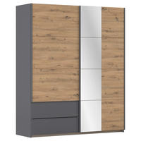 SCHWEBETÜRENSCHRANK in Grau, Eiche Artisan  - Eiche Artisan/Grau, Modern, Holzwerkstoff (175/210/59cm) - Rauch Möbel