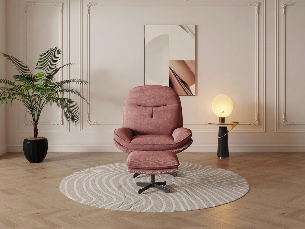 SESSELSET Samt    - Beere/Schwarz, Design, Textil/Metall (95/78/96cm) - Livetastic