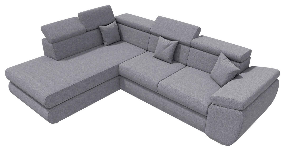 ECKSOFA Dunkelgrau Struktur  - Chromfarben/Dunkelgrau, KONVENTIONELL, Kunststoff/Textil (205/282cm) - Carryhome