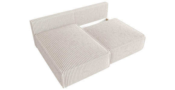 ECKSOFA Creme Cord Zierkissen, Rückenkissen, Schlaffunktion, Rücken echt  - Creme/Schwarz, MODERN, Kunststoff/Textil (153/200cm) - Xora