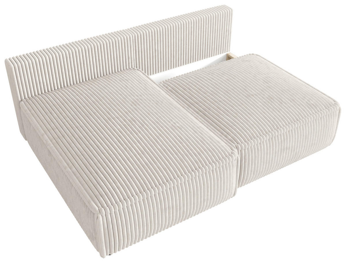 ECKSOFA Creme Cord Zierkissen, Rückenkissen, Schlaffunktion, Rücken echt  - Creme/Schwarz, MODERN, Kunststoff/Textil (153/200cm) - Xora