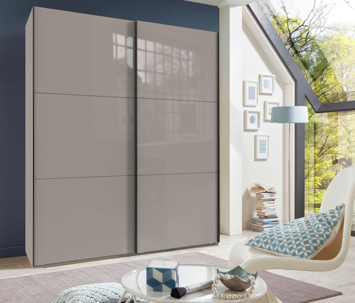 SCHWEBETÜRENSCHRANK in Sahara  - Schwarz/Sahara, Konventionell, Glas/Holzwerkstoff (200/236/65cm) - Hom`in