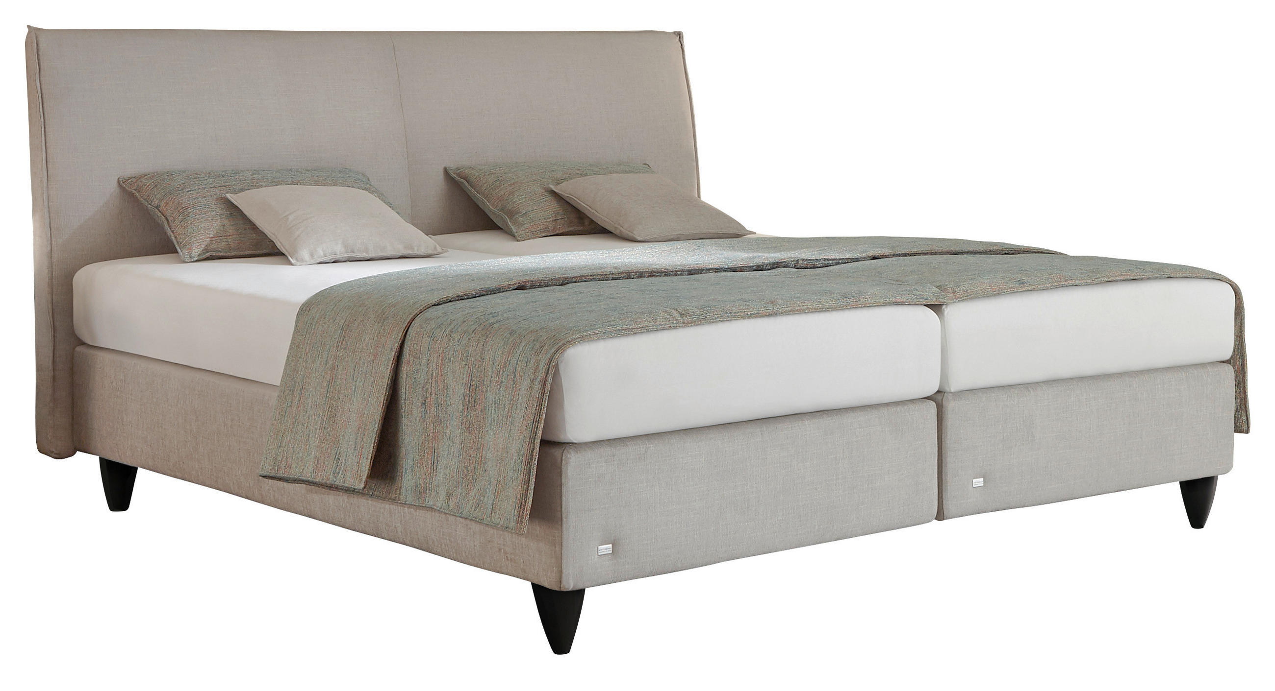 BOXSPRINGBETT 200/200 cm,  in Grau, Matratze, H2 + H2 = mittel  - Schwarz/Grau, Design, Kunststoff/Textil (200/200cm) - RUF Betten