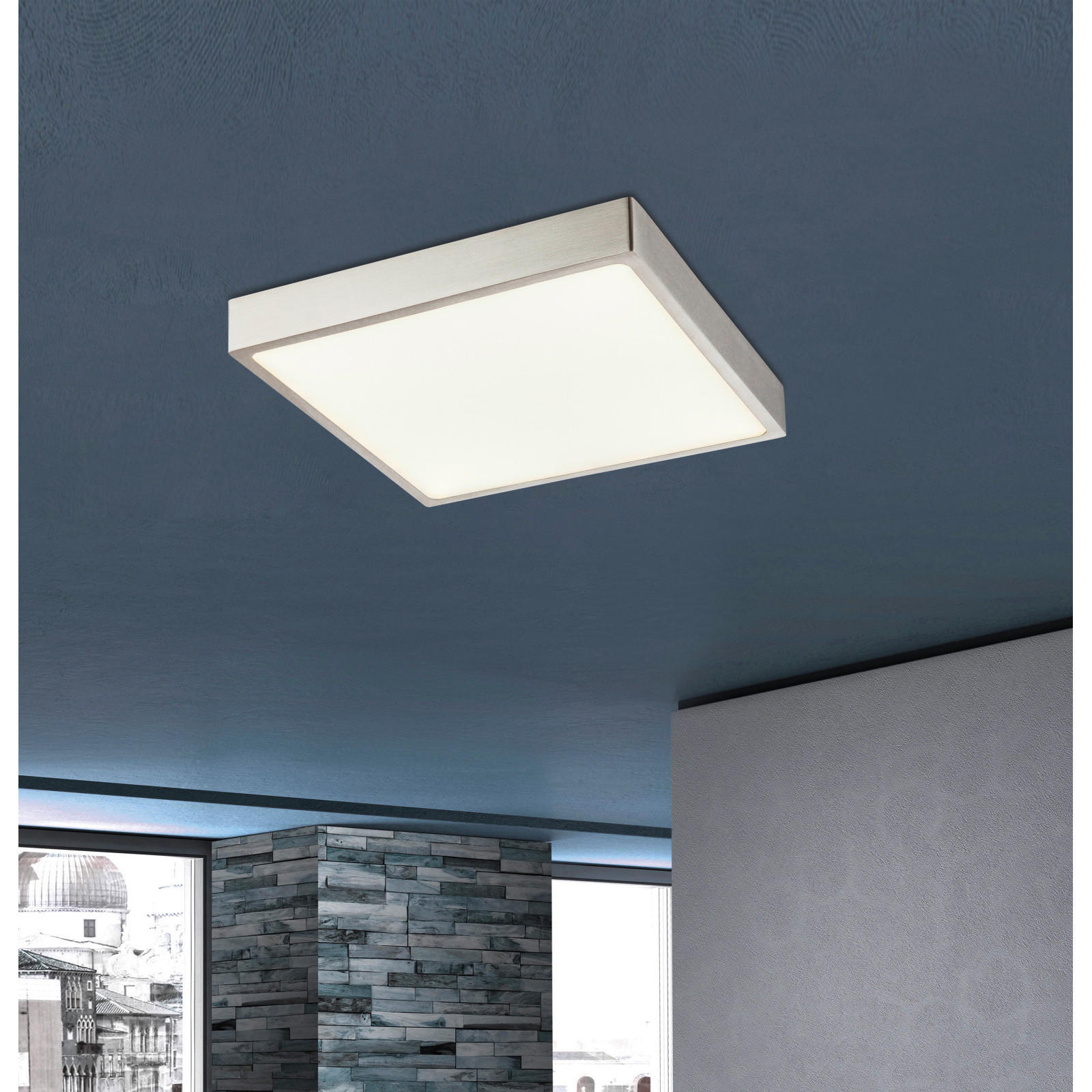 LED-DECKENLEUCHTE 14,5/14,5/2,6 cm   - Nickelfarben, Basics, Kunststoff/Metall (14,5/14,5/2,6cm) - Globo