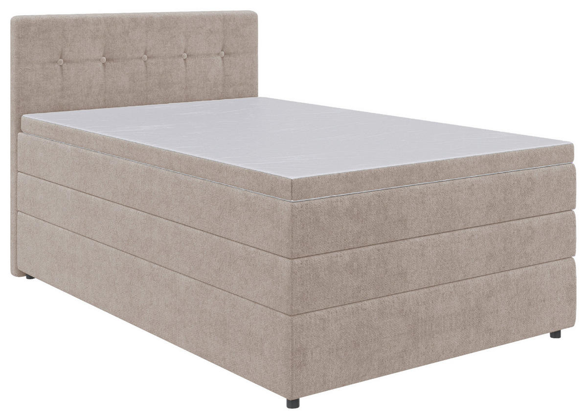 BOXSPRINGBETT 120/200 cm  in Beige  - Beige/Schwarz, KONVENTIONELL, Kunststoff/Textil (120/200cm) - Carryhome