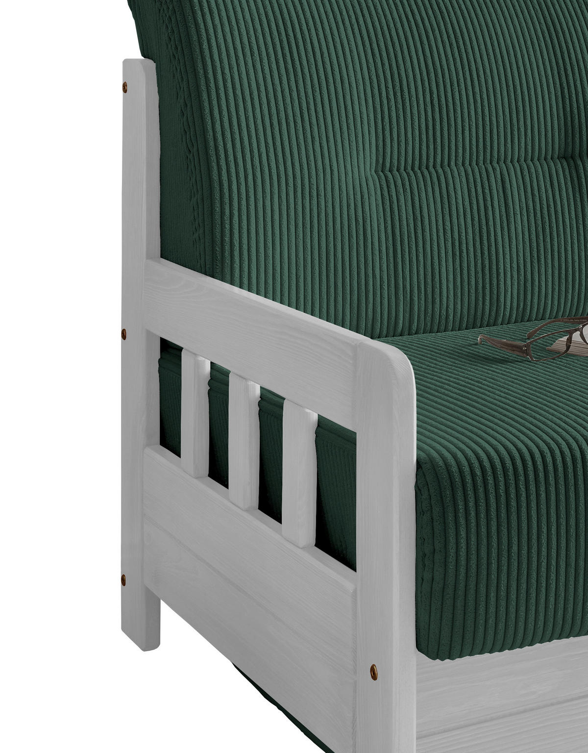 SCHLAFSOFA in Cord Grün  - Weiß/Grün, MODERN, Holz/Textil (154/88/90cm) - Livetastic
