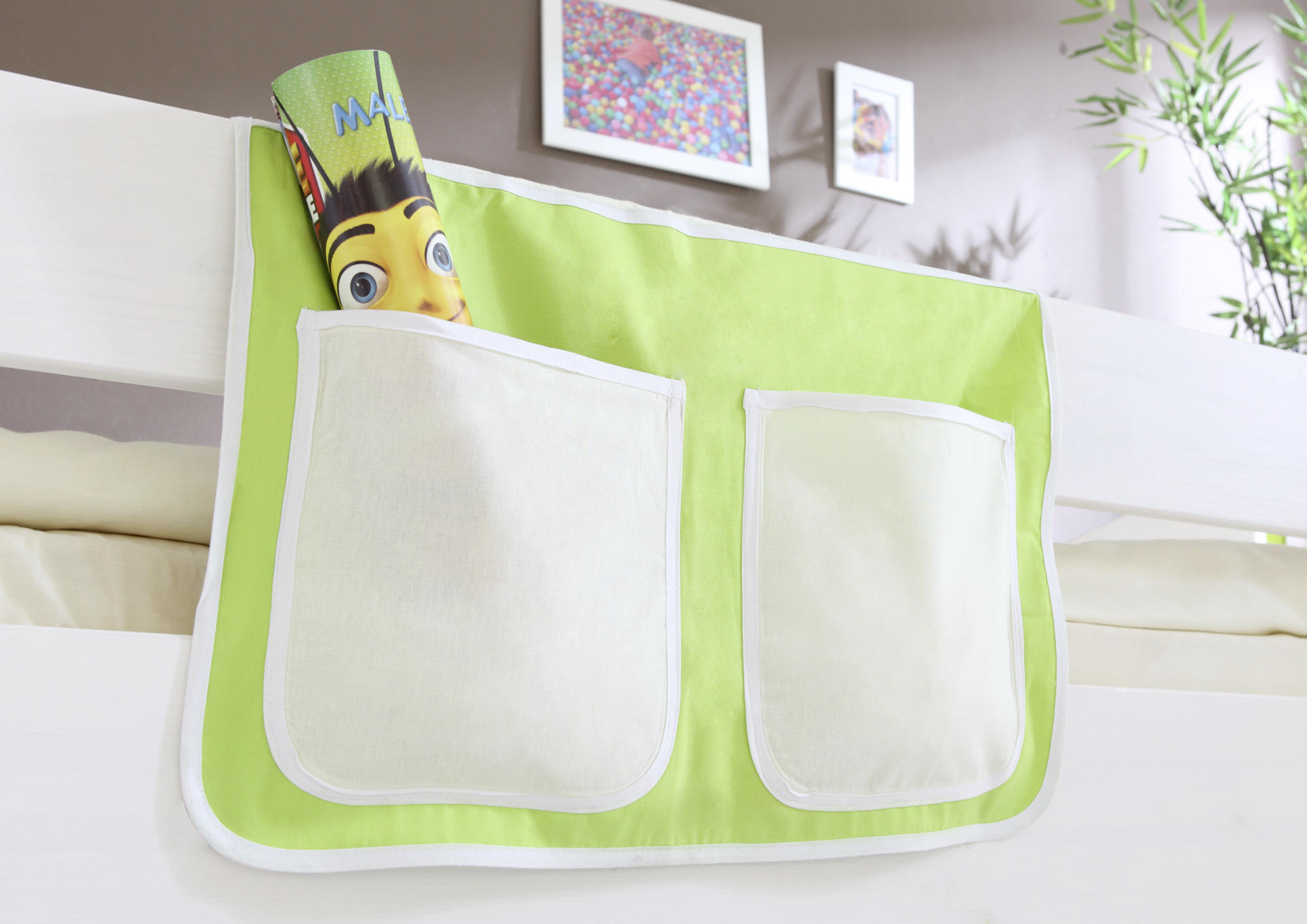 BETTTASCHE - Beige/Grün, KONVENTIONELL, Textil (56/32/2cm) - MID.YOU