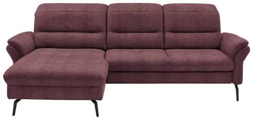 ECKSOFA in Flachgewebe Weinrot  - Weinrot/Schwarz, Konventionell, Textil/Metall (181/260cm) - Beldomo Speed