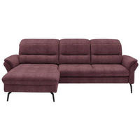 ECKSOFA in Flachgewebe Weinrot  - Weinrot/Schwarz, Konventionell, Textil/Metall (181/260cm) - Beldomo Speed