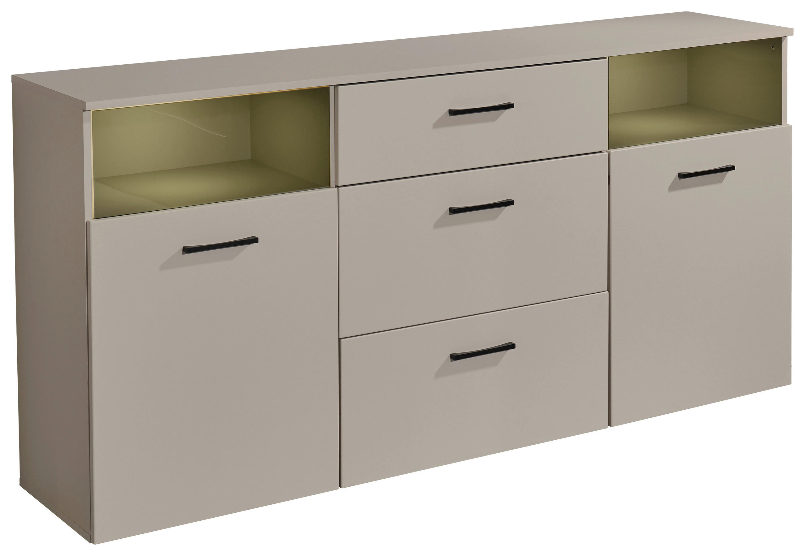 SIDEBOARD 180/86/38 cm  in Kaschmir  - Kaschmir/Schwarz, Design, Glas/Holzwerkstoff (180/86/38cm) - MID.YOU